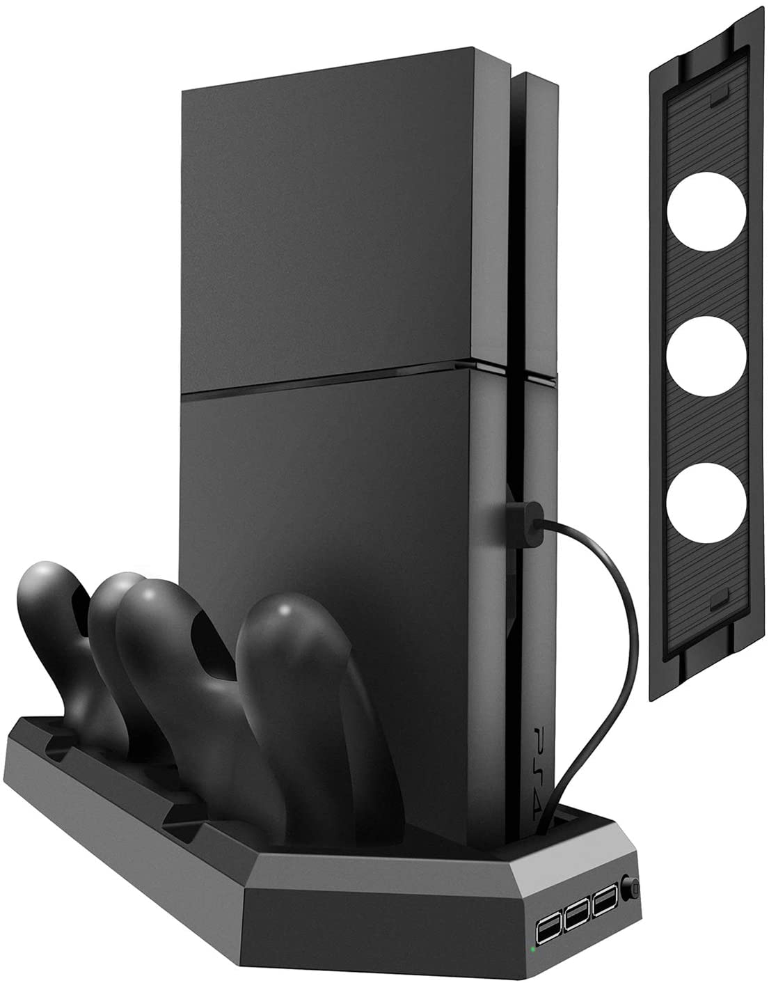 Cooling Fan Vertical Stand for Playstation 4 with Controller Charge for DualShock 4